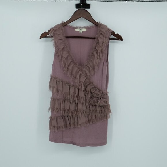 YA Los  Angeles purple ruffled rose texture tank - Picture 11 of 12